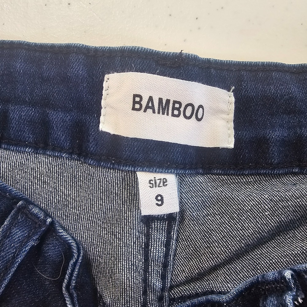 Bamboo Women's Stretch Dark Blue Flare Denim Jeans, Size 9 Junior's - Picture 2 of 3